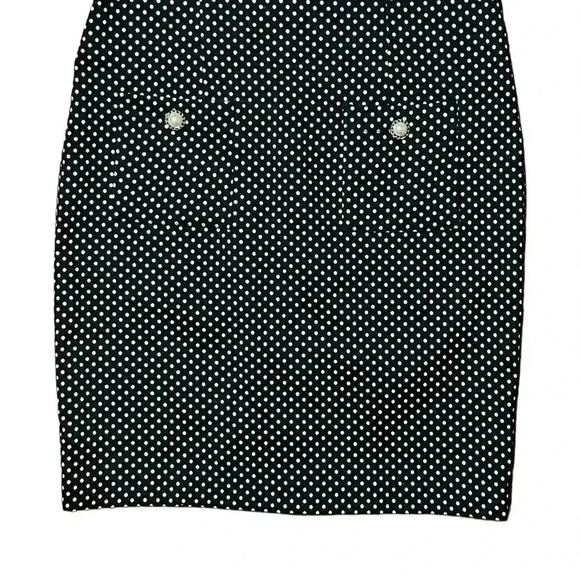 Karl Lagerfeld Designer Polka Dot Black Midi Dress Pearl Details Size 6 - Picture 3 of 5